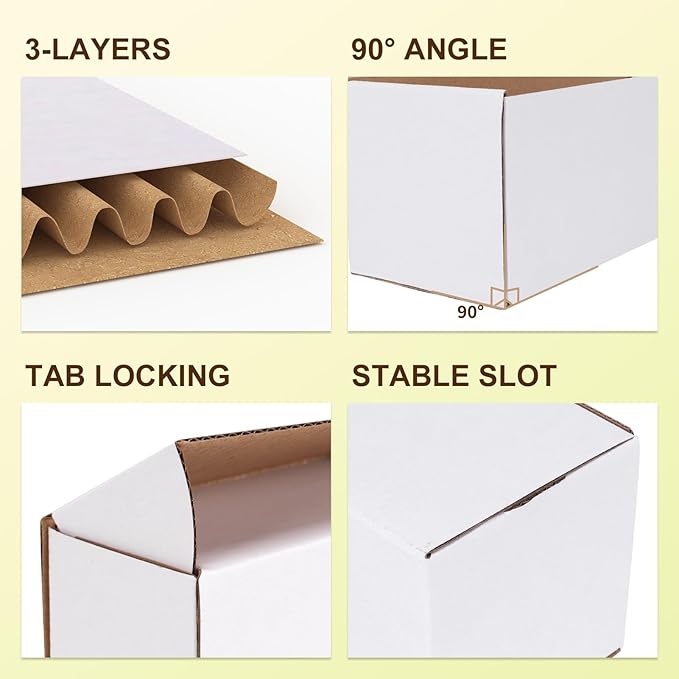 WIFTREY 25 Pack 12x6x4 White Small Shipping Boxes - Image 3