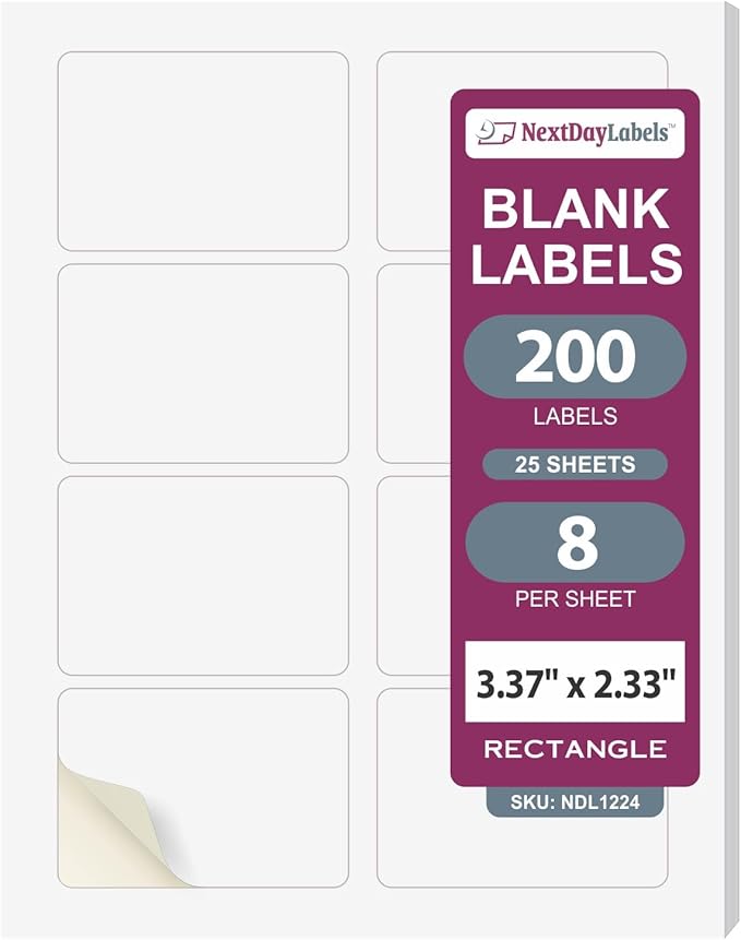 NextDayLabels – 3-3/8" x 2-1/3" Rectangular Sticker Labels by NextDayLabels
