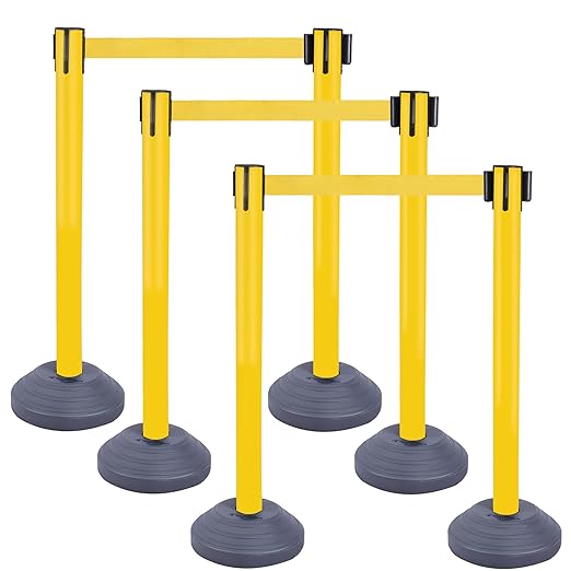 OangeStar 6 Packs Crowd Control Stanchions w/10ft Retractable Belt, Crowd by OrangeStar