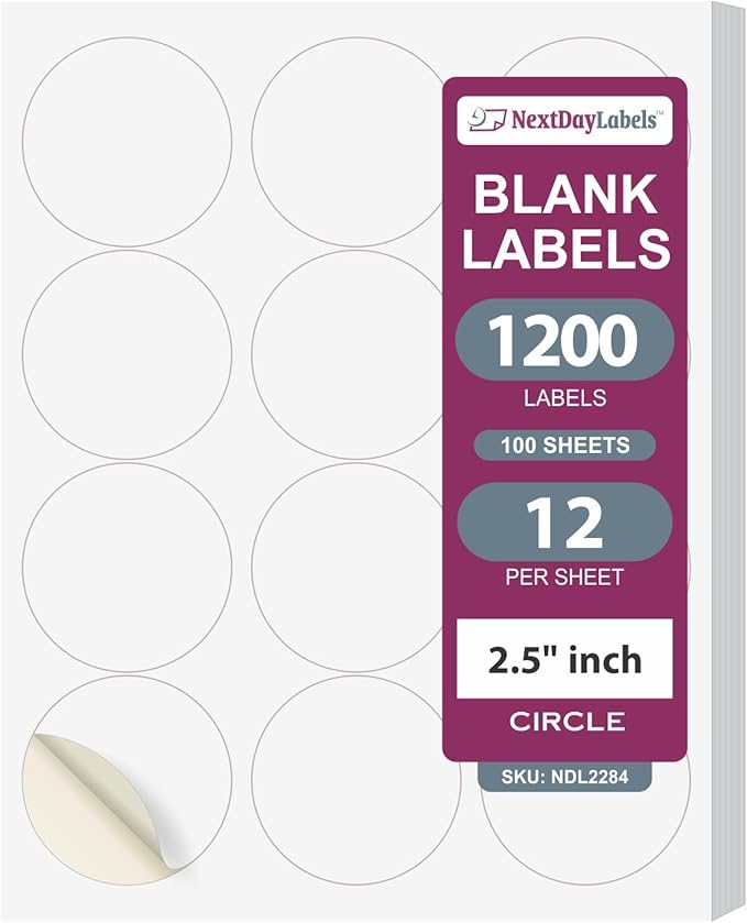 NextDayLabels 2.5 Inch Round Stickers by NextDayLabels