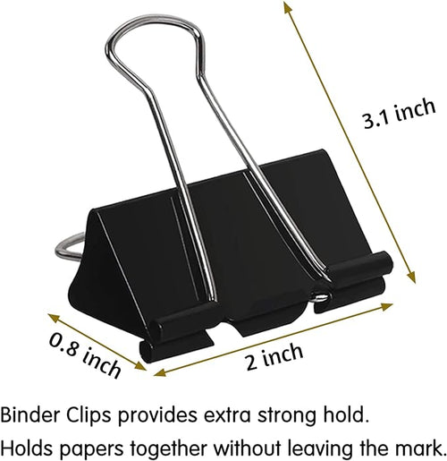 2 Inch Extra Large Binder Clips 48 Pack, Jumbo Paper Clips, Big Paper Clamps - Image 2
