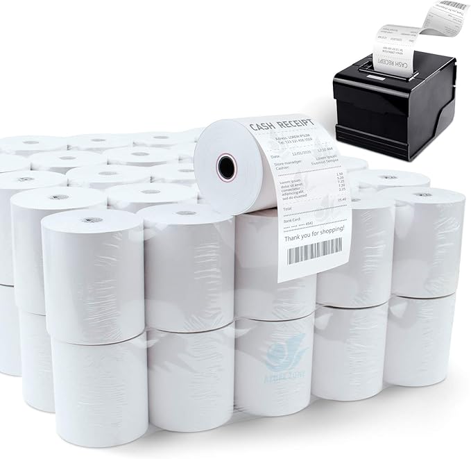 Azure Zone, Thermal Paper 3-1/8 X 230ft 50 Rolls, Fits Most POS Machines and by AzureZone