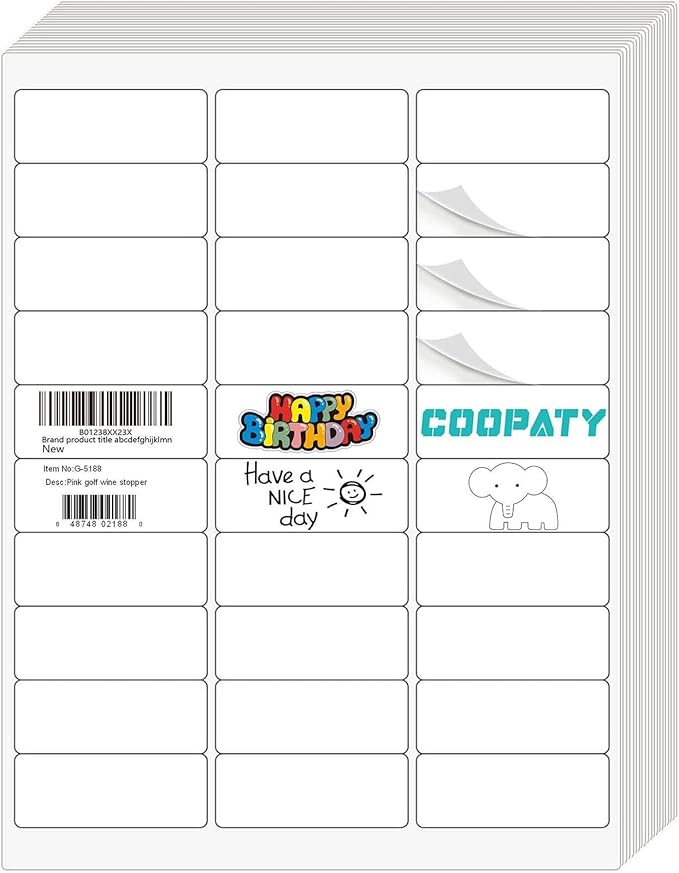 Coopaty 1" X 2-5/8" inch Shipping Labels, 30 Up FBA Barcode Address Mailing by COOPATY