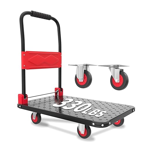 Foldable Platform Push Cart Dolly – 330lbs Heavy Duty Flat Bed Cart by DIAMONDFORGEOFFICIAL