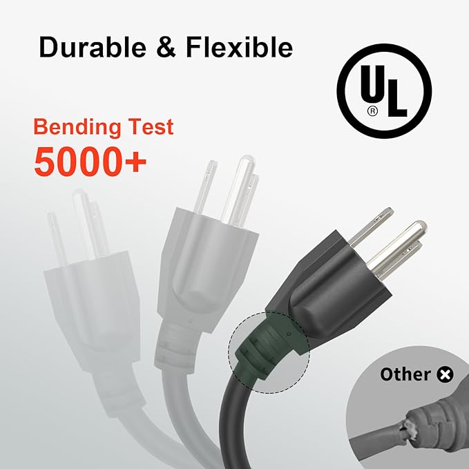 Outdoor Extension Cord Waterproof 25 FT, Flexible 100% Copper 3 Prong Extension - Image 3