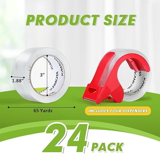 KAMOTA Packing Tape, 24 Rolls Heavy Duty Clear Packaging Tape - Image 2