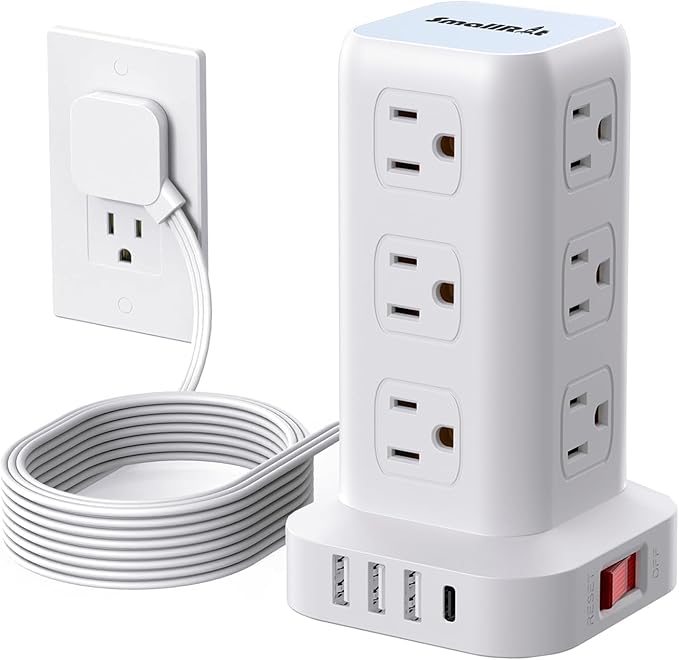 Power Strip Tower, 6.5 Ft Flat Plug Extension Cord, 16 IN 1 Power Bars by SMALLRT