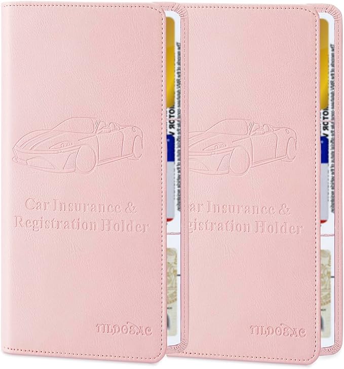 2Pack Leather Car Registration and Insurance Card Holder, Car Document Holder by TILDOSAC