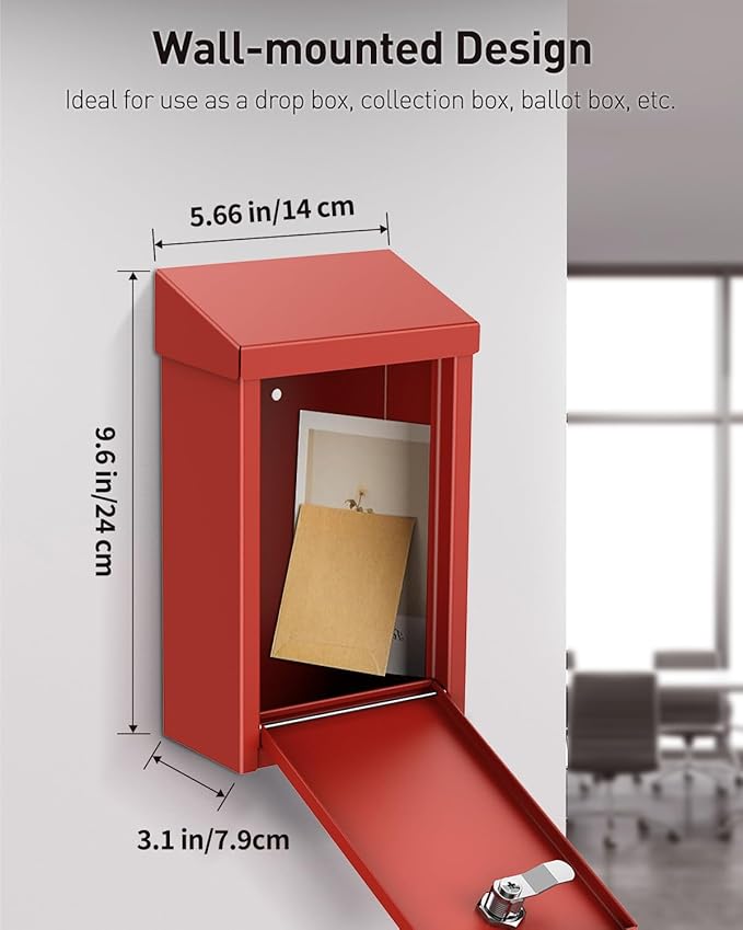 Uniclife Key Drop Box for Outside, Safe Suggestion Box, Wall Mounted Mailbox - Image 5