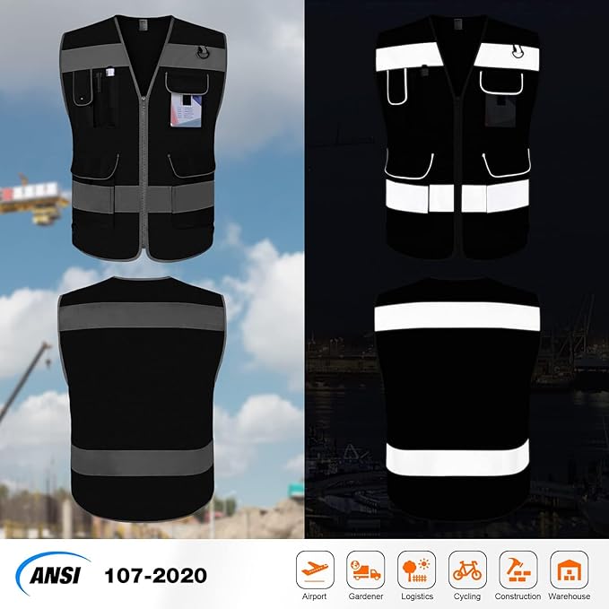 TCCFCCT Mesh Safety Vest for Men Women, 9 Pockets High Visibility Reflective - Image 2