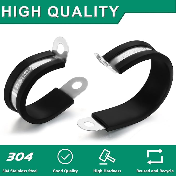 150PCS Cable Clamps with Screws Assortment Kit 304 Stainless Steel Rubber - Image 4