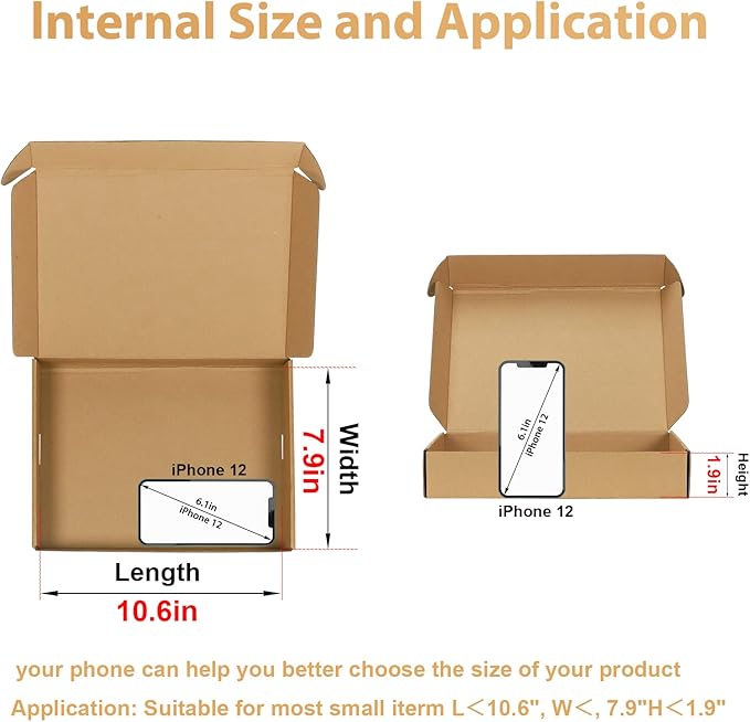 Trwcrt Shipping Boxes 11x8x2 Set of 20, Corrugated Cardboard Box - Image 3