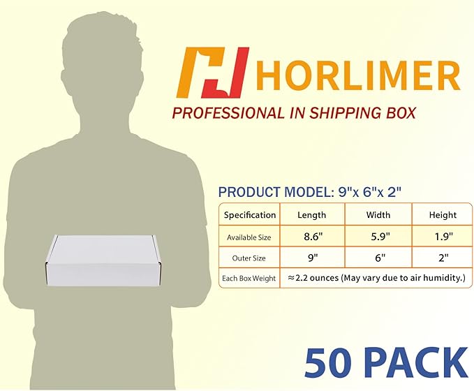 HORLIMER 9x6x2 inches Shipping Boxes Set of 50 - Image 2