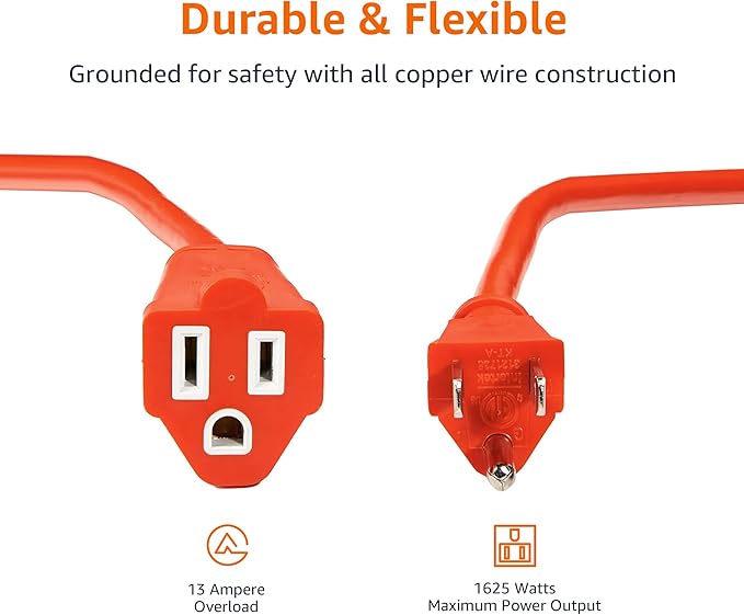 Amazon Basics 50 foot 3-Prong Vinyl Indoor/Outdoor Extension Cord - Image 3