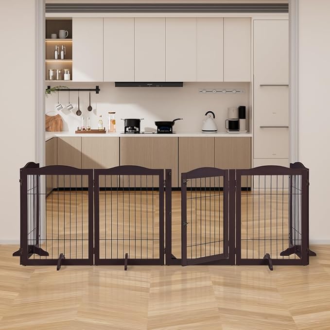 unipaws 132" Extra Wide Dog Gate and Pet Playpen, Free Standing Tall Dog Fence - Image 2