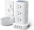 Power Strip Tower, 16.5 Ft Flat Plug Extension Cord, 16 in 1 Power Bars by SMALLRT