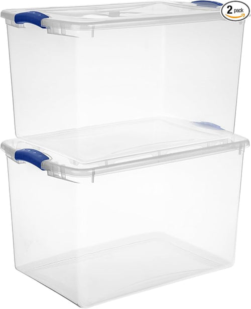 2 Pack 66 Quart Clear Plastic Storage Bins by Unknown
