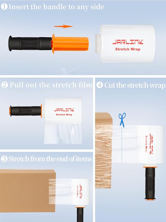 JARLINK 4 Pack Stretch Wrap, 5 Inches Shrink Wrap - Image 4