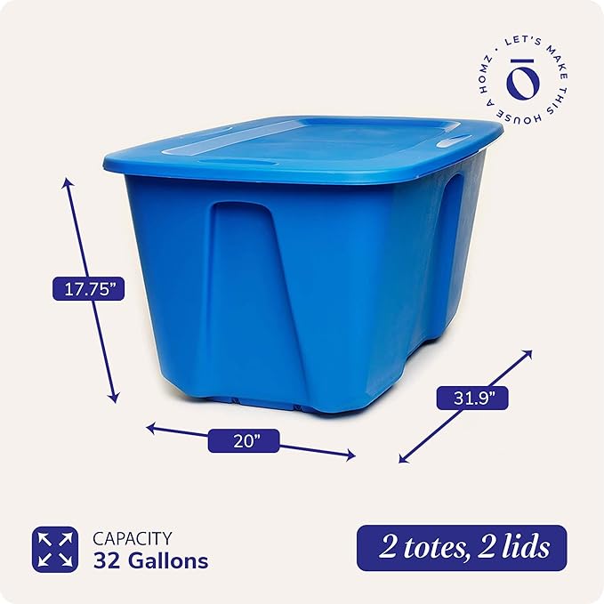 HOMZ 2-Pack Durable Molded Bin, Plastic Storage Containers - Image 4