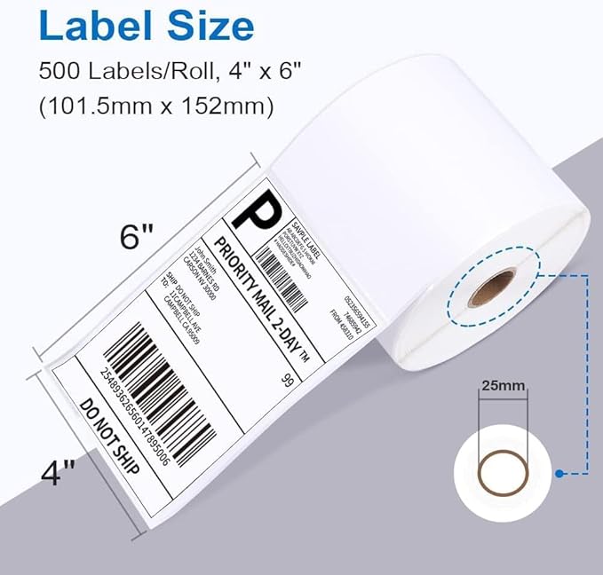 Label KINGDOM 4 x 6 Inch Direct Thermal Shipping Label Roll, 500 Sheets - Image 2