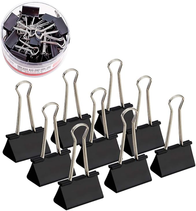 Coideal Black Binder Clips Medium, 1.25 Inch Black Metal Paper Clips 24 Pcs - Image 8