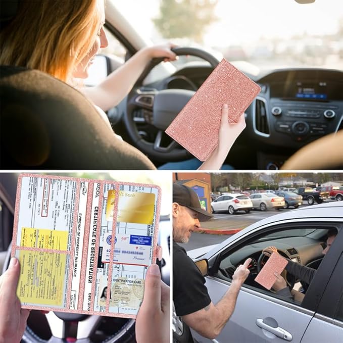 2 Ppack Leather Car Registration and Insurance Card Holder, Car Document Holder - Image 3