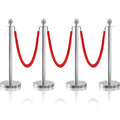 4Pcs Sliver Stanchion Post Queue Velvet Ropes and Posts by SuiROYI