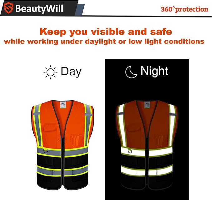 10 Pack Custom Safety Vest Customized Logo Mesh Vest Class 2 High Visibility - Image 5