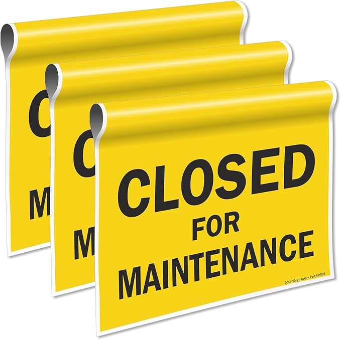 SmartSign 3-Pack 'Closed For Maintenance' Hanging Doorway Barricade Sign - Image 2