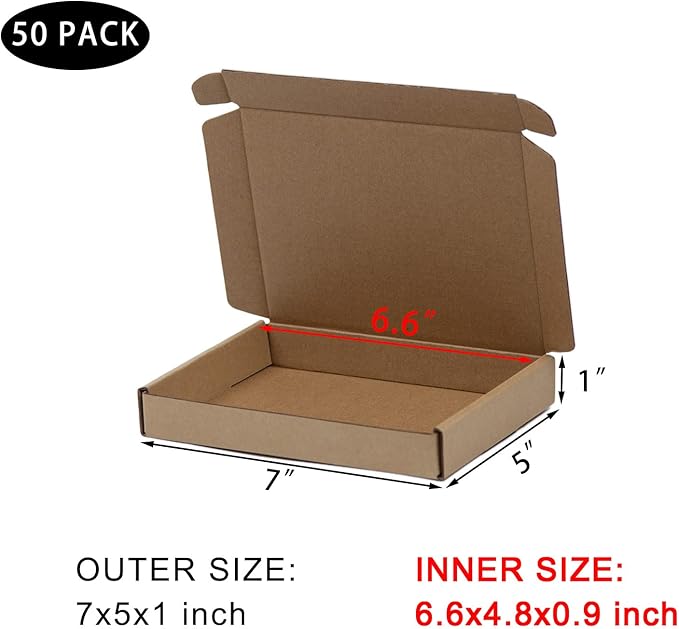 50 Pack 7x5x1 Inches Small Shipping Boxes, Moving Mailing Packing Box - Image 2