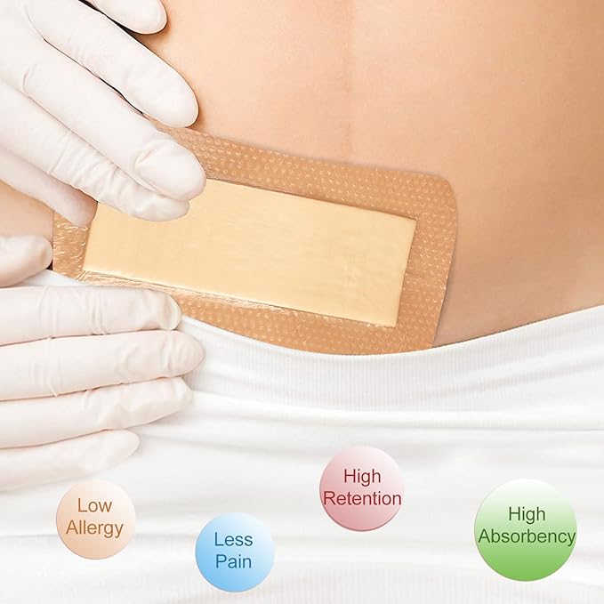 NeuHeils Silicone Super Absorbent Wound Dressing, 4x8 Inch, 2x6 Inch Absorbent - Image 3