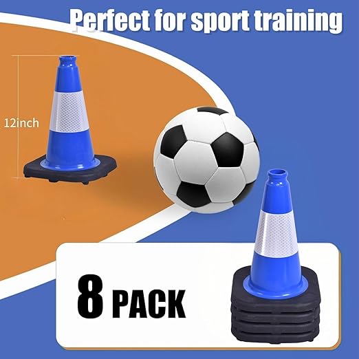BESEA 8Pack 12 Inch Blue Traffic Cones - Image 3