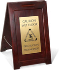 SmartSign Premium Bilingual "Caution Wet Floor" Wooden A-Frame Standing Floor by SmartSign
