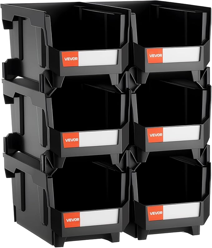 VEVOR Plastic Stackable Storage Bins, 14.8 x 8.5 x 7.1 inch, Plastic Containers by VEVOR