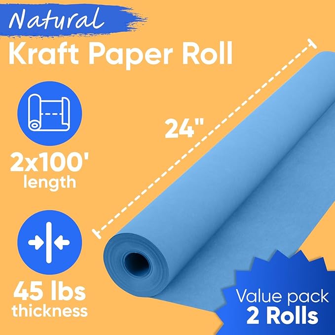 24" x 1200" Dark Blue Kraft Paper Roll, 45 lbs Thickness, Made in USA Colored - Image 3