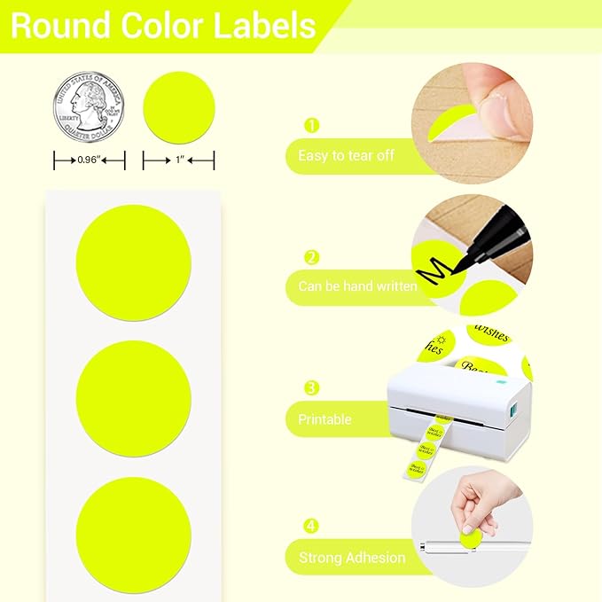 1 Inch Circle Dot Stickers 1000 PCS Color Coding Thermal Labels Dots Writable - Image 3