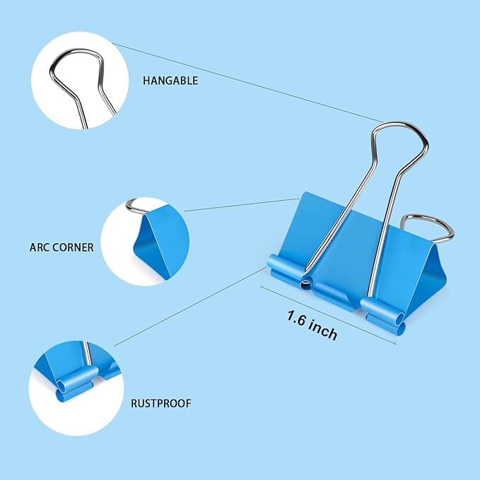Ufmarine Large Binder Clips 1.6 inch Length, - Image 3