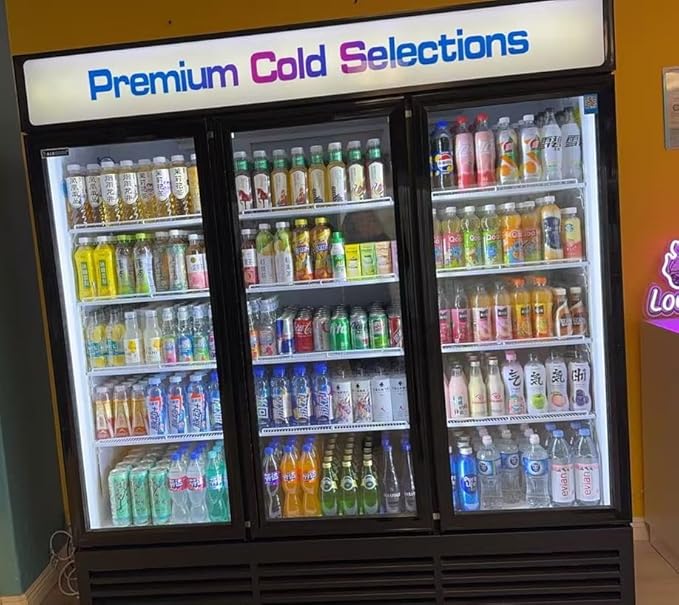 71” Wide Commercial Beverage Refrigerator Display Fridge, Three Glass Door - Image 5