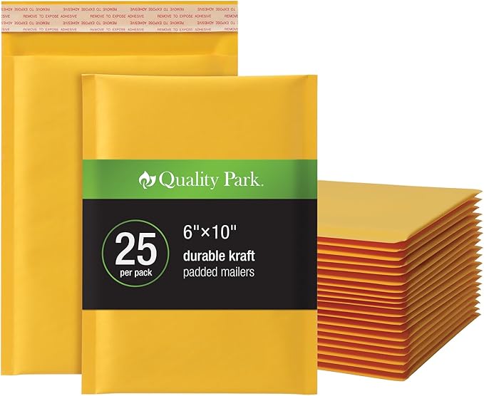 Quality Park Bubble Mailers, 6 x 9 Inch, Kraft Padded Envelopes, Durable Brown by Quality+Park