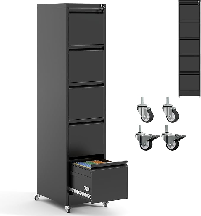 5 Drawer Locking File Cabinet by OPTYMIRA