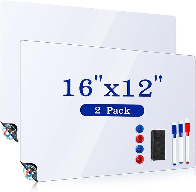 Magnetic Whiteboard for Fridge, 2 Pack 12x16 Inch Dry Erase Board for by Kadden