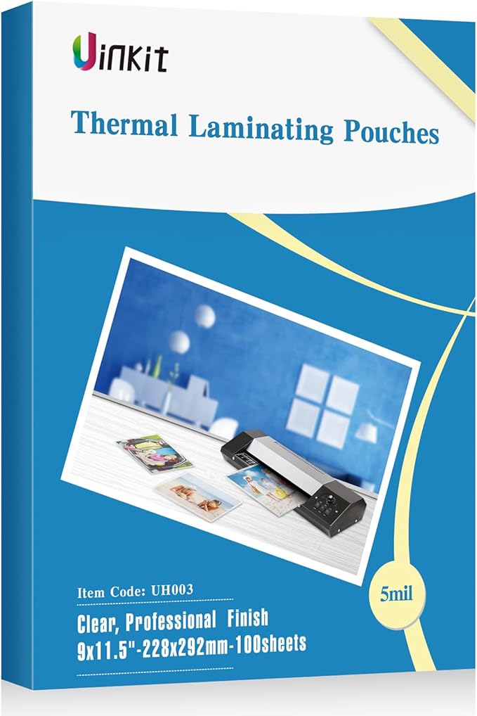 Uinkit 5Mil 100Pack Hot Thermal Laminating Pouches 9x11.5-Inches Laminating by UinkitHandicraftsandConservationSpecialist