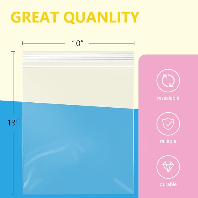 iMailer - 500 Pcs- 10" x 13" Clear Zip Bags - Reclosable Plastic Zip Poly Bags - Image 2