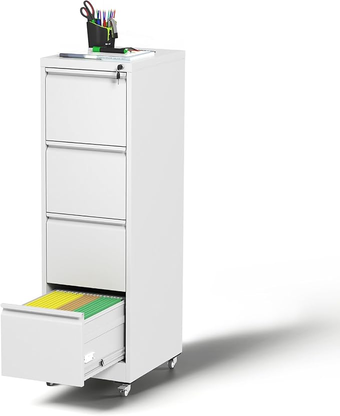 4 Drawer Mobile File Cabinet, Under Desk File Cabinet, Metal Filing Cabinets by VIYET