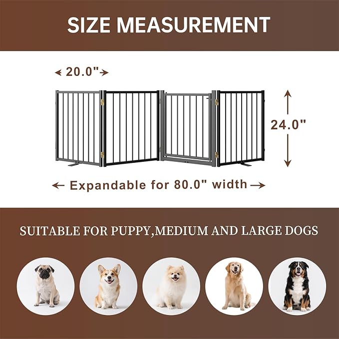 4 Panels Full Metal Freestanding Dog Gates - Image 2