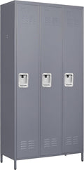 72" Tall Employee Locker with Shelves and Hooks 3 Doors Steel Sports Locker by OPTYMIRA