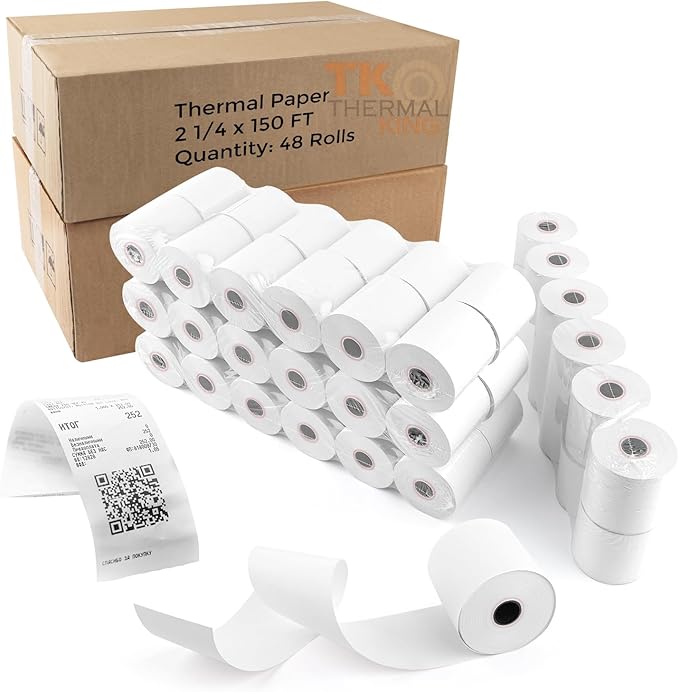 2 1/4" x 150' Thermal Paper, Adding Machine/Calculator Tape Receipt paper by TKThermalKing