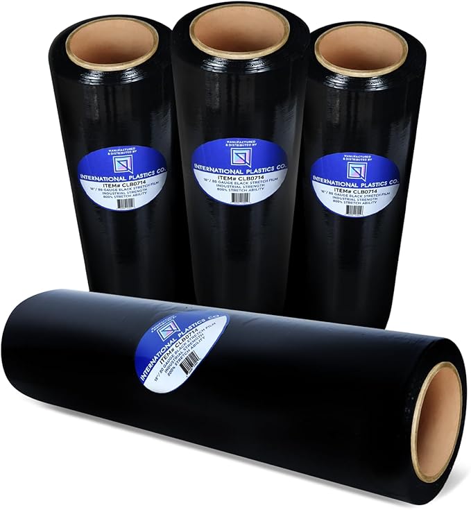 International Plastics Co. Black 18" Stretch Film/Wrap 1500 feet 7 Layers 80 - Image 2