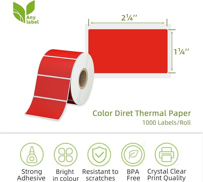 2.25" x 1.25" Red Direct Thermal Labels, Replacement - Image 2