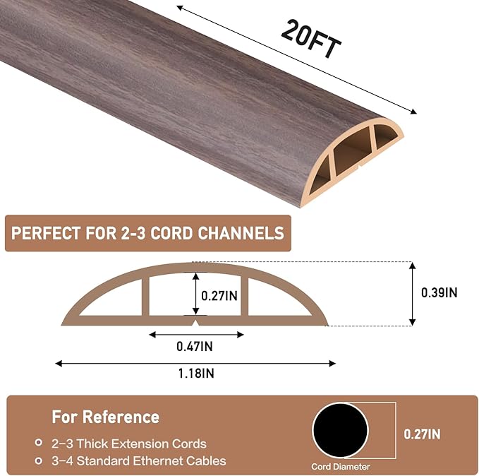 Floor Cord Cover Self Adhesive Cord Hider Floor Extension Cord Covers - Image 2